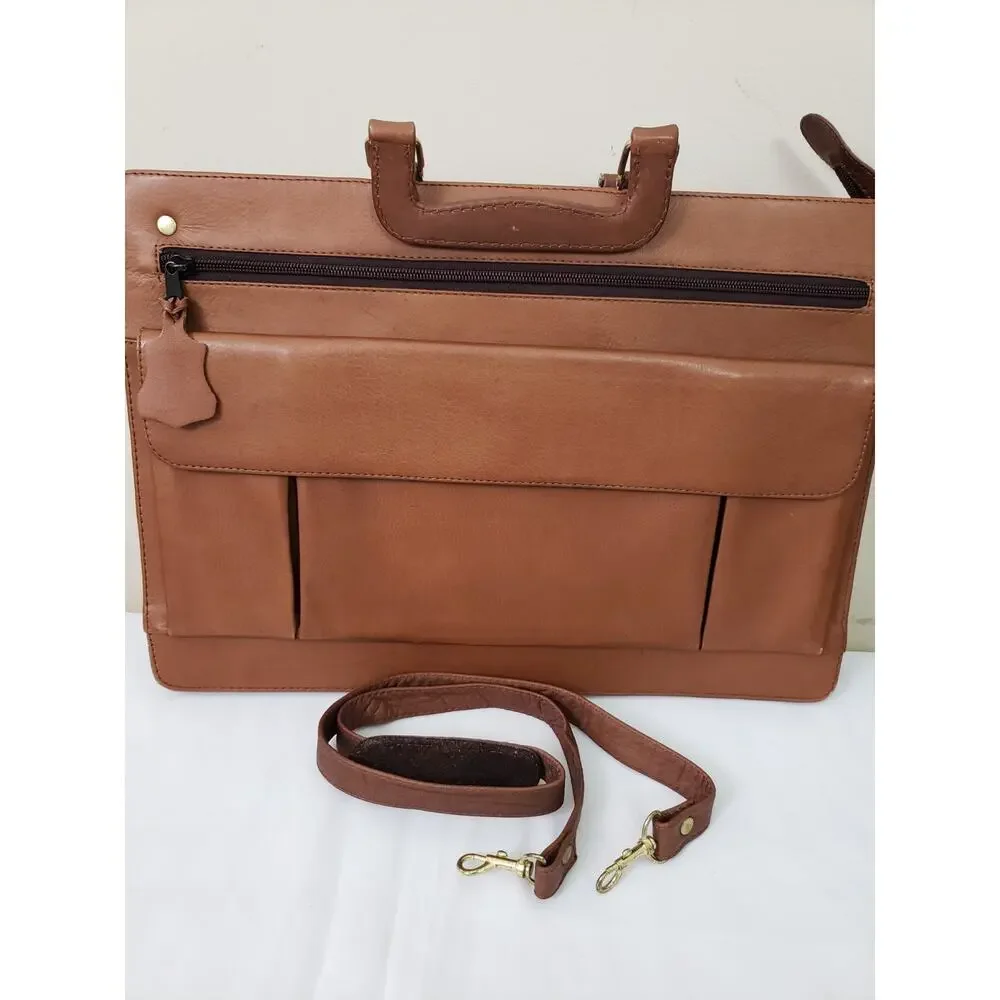 Jugar Genuine Leather Messenger Shoulder Briefcase Men's Laptop Travel Brown